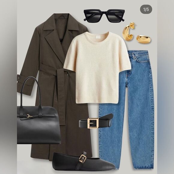 VINTAGE Khaki green oversized trench coat - Picture 9 of 17